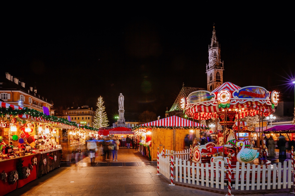 Christmas market in Bolzano, Italy. European Christmas Markets.