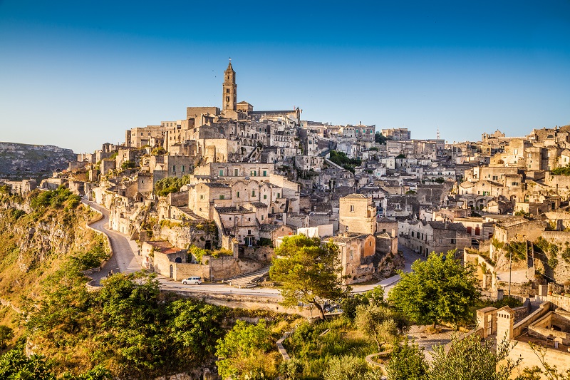 Ancient town of Matera (Sassi di Matera) at sunrise, Basilicata, southern Italy