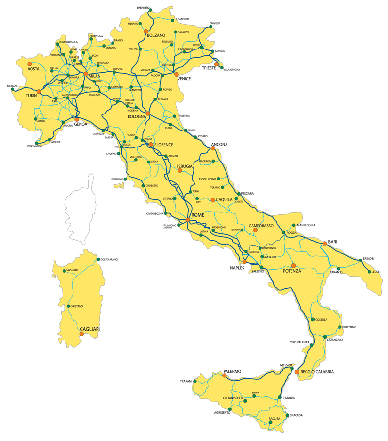 Italy Train Map Italiarail