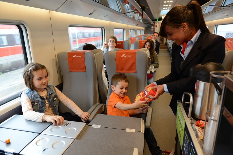 Children on a Trenitalia train