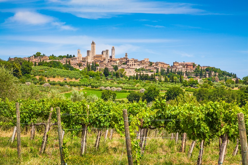 Beautiful view of the medieval town of San Gimignano, Tuscany, Italy