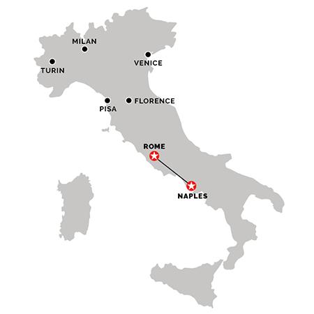 Image result for rome to naples map