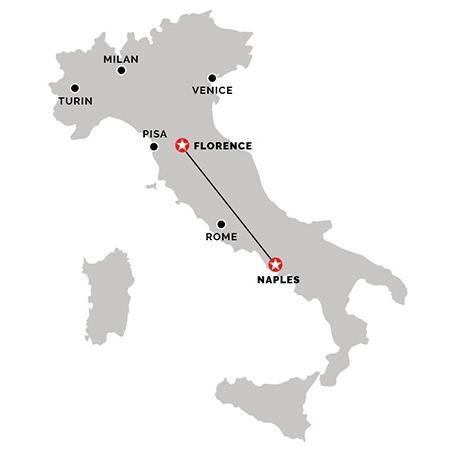 Map of trip from Naples to Florence 