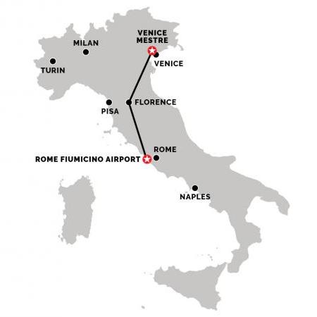 Train from Rome Fiumicino Airport to Venice Mestre