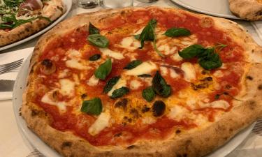 traditional Neapolitan pizza - tomatoes, basil and mozzarella